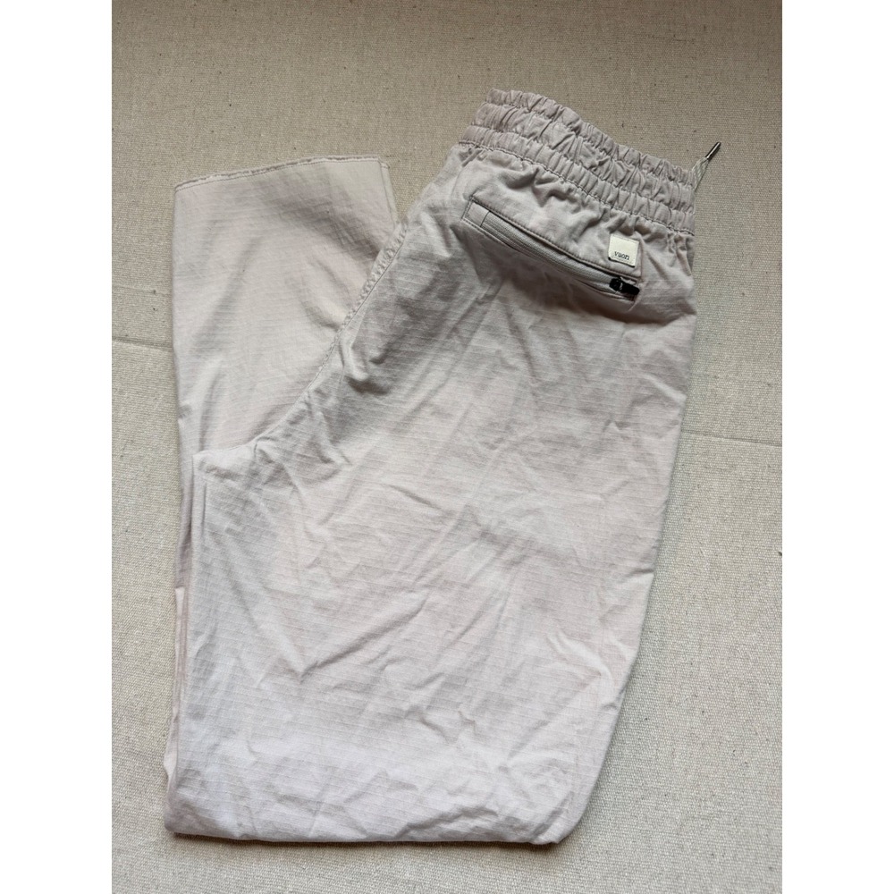 Vuori Ripstop Pants Womens Medium Khaki Tan Organic Cotton Raw Hem Drawstring